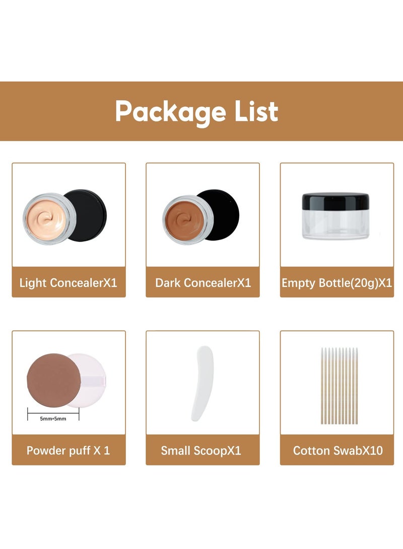 SYOSI كونسيلر، كونسيلر احترافي لإخفاء الندبات على الجسم، لتغطية المكياج المقاوم للماء، كونسيلر للبشرة للساقين، البقع الداكنة، الندبات، 2 لون/مجموعة - Image 5
