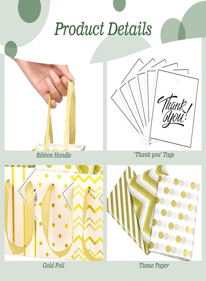 DOYIDE 30 Pcs Small Gift Bags with Handles, 4x2.75x4.5inch Mini Paper Gift Bags, Tiny Party Favor Bags with Tissue and ''Thank you'' Tag for Christmas Valentines Holidays Birthday Wedding Baby Shower - Image 4