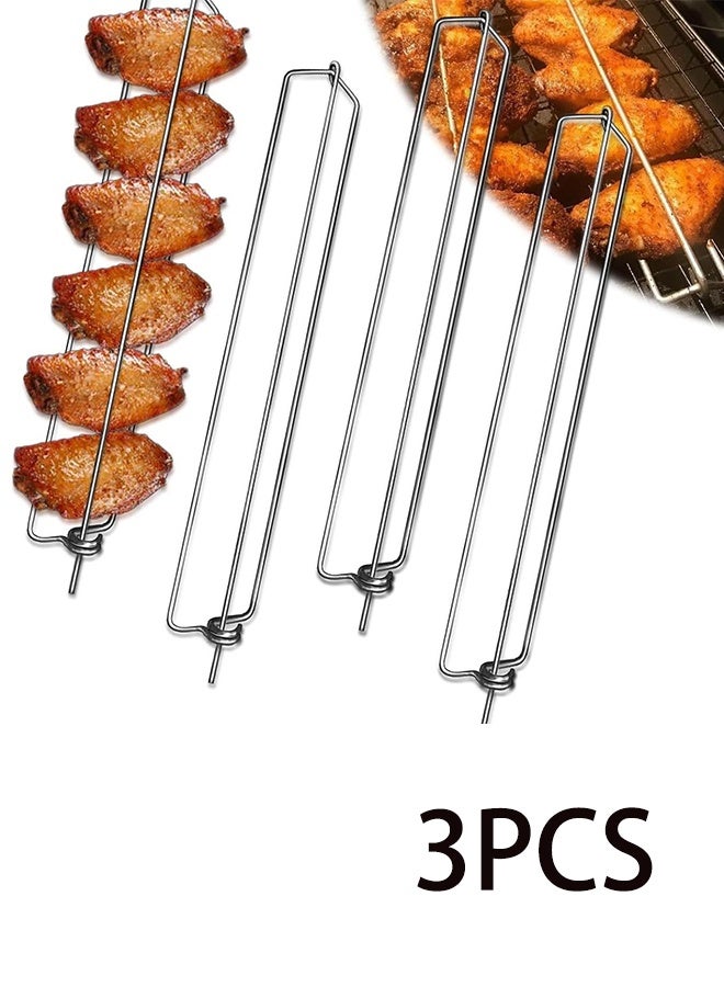 شوايات أجنحة الدجاج برب الدجاج المعدنية الصلب مع مقبض للتخييم (فضي، 3 قطع) - Image 1