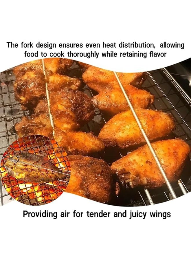 شوايات أجنحة الدجاج برب الدجاج المعدنية الصلب مع مقبض للتخييم (فضي، 3 قطع) - Image 3