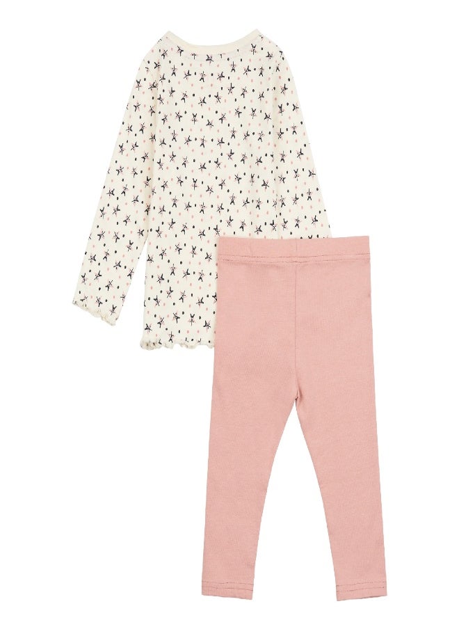 ELLE - Elle Toddler Star Long Sleeve T Shirt and Leggings Set - Image 1
