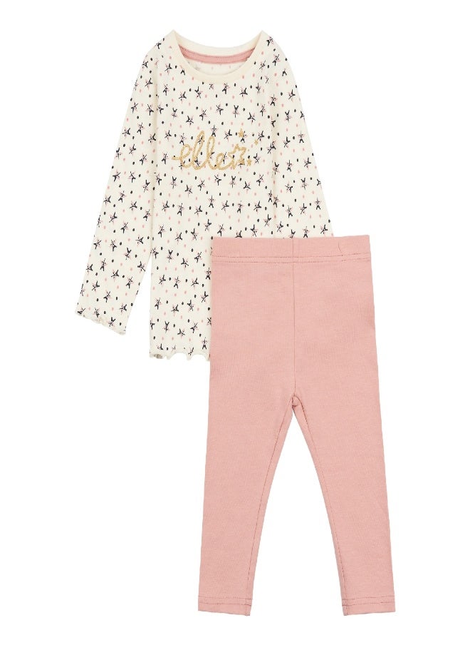 ELLE - Elle Toddler Star Long Sleeve T Shirt and Leggings Set - Image 1