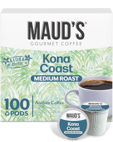MAUD'S Mauds Kona Coffee Pods 100 ct Medium Roast Coffee in Single Serve Pods  100 Arabica Coffee Compatible with Keurig K Cups Maker - Image 1