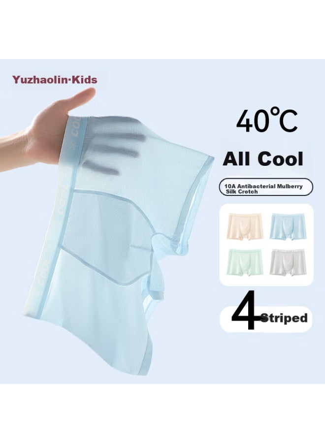 Yuzhaolin Children's Underwear, Youth Boxer Briefs, Puberty Underpants, Big Kids, Chubby Children, Ice Silk, Summer Thin Style, Boys' Boxer Shorts - Image 1