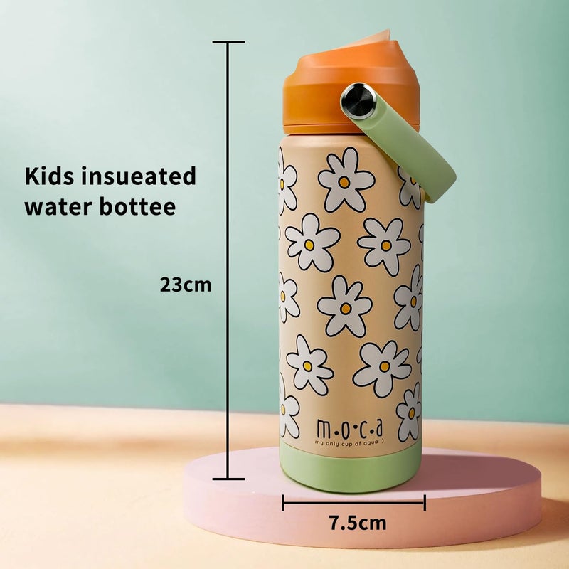 Moca Cute Insulated Stainless Steel Sipper Water Bottle for Girls Teens (550ml) – BPA Free, Leak-Proof, for School, Travel & Gifting (Lilies) - Image 4