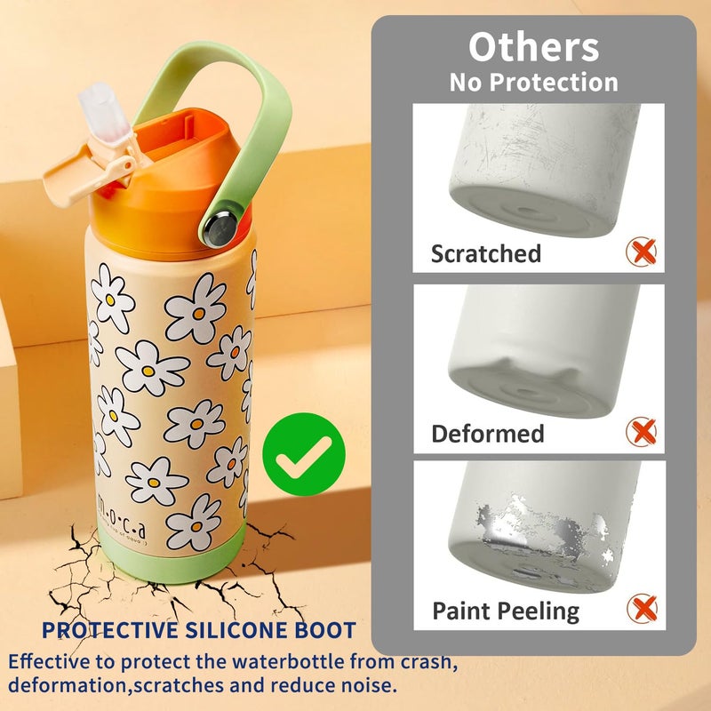 Moca Cute Insulated Stainless Steel Sipper Water Bottle for Girls Teens (550ml) – BPA Free, Leak-Proof, for School, Travel & Gifting (Lilies) - Image 5