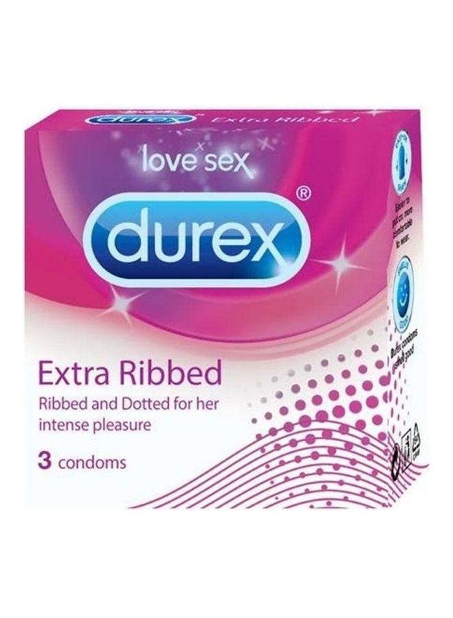 Durex Extra Ribbed Condoms (3 Count) - Image 1