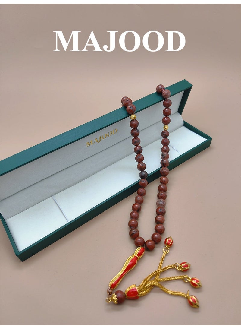 MAJOOD 45 Natural Graphic Stone Prayer Beads/8mm - Image 1