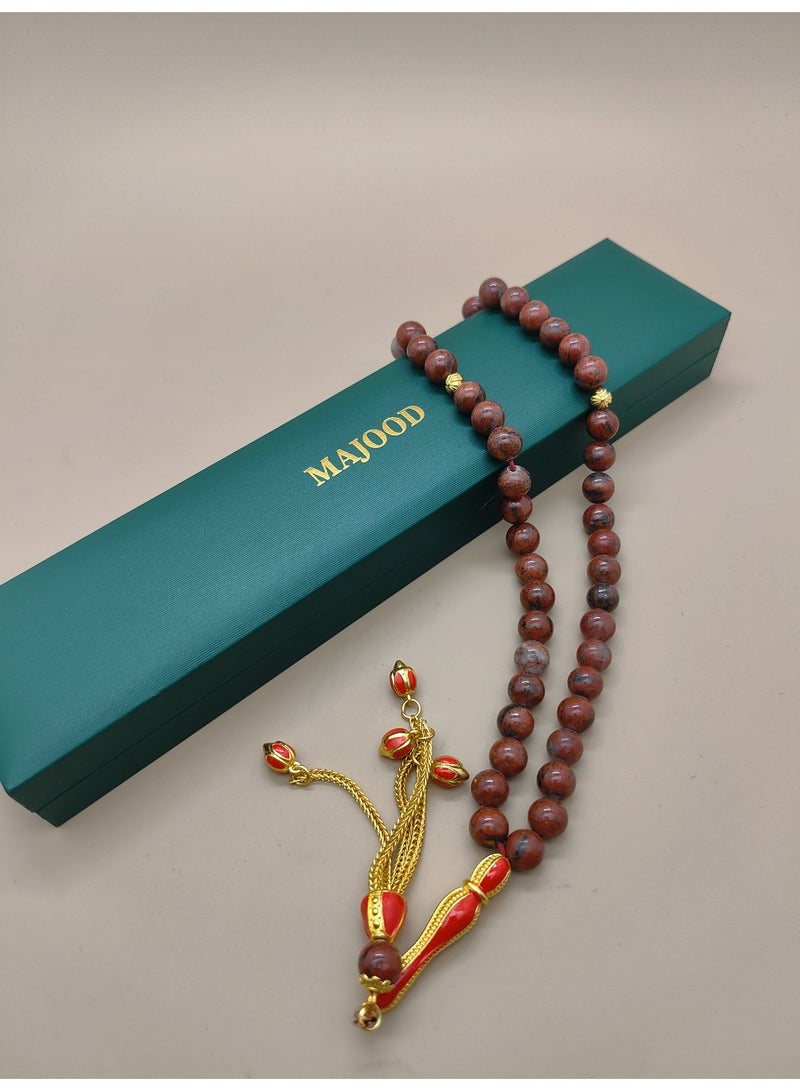 MAJOOD 45 Natural Graphic Stone Prayer Beads/8mm - Image 3
