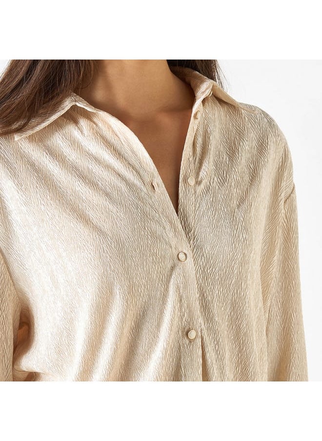 Iconic - Iconic Textured Shirt with Long Sleeves - Image 1