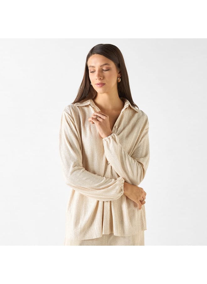 Iconic - Iconic Textured Shirt with Long Sleeves - Image 1
