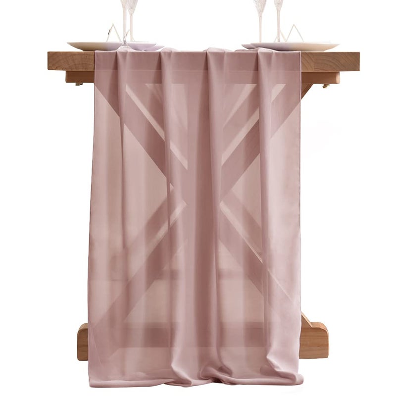 Socomi 10ft Dusty Rose Chiffon Table Runner 29x120 Inches Wedding Runner Sheer Thanksgiving Christmas Bridal Shower Decorations - Image 3