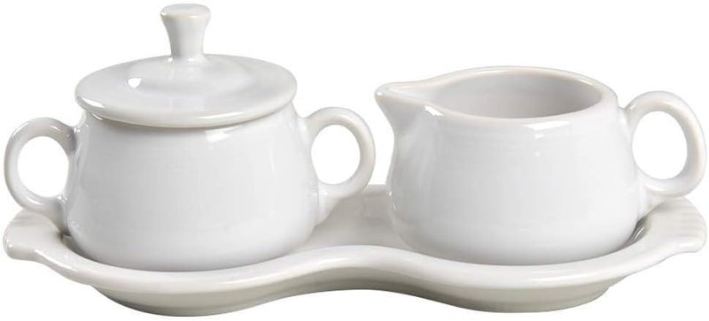 ® Sugar & Cream Tray Set – Durable Ceramic, Lead-Free, Dishwasher/Microwave/Oven Safe – Made in USA Dinnerware - White