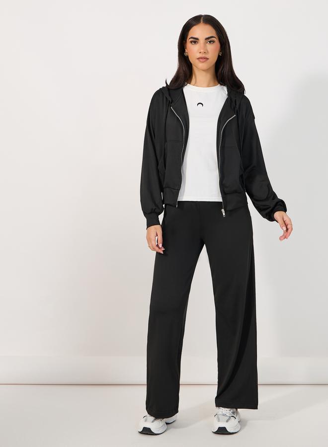 Styli Regular Fit Zip Through Hoodie & Wide Leg Joggers Co-Ords Set - Image 1