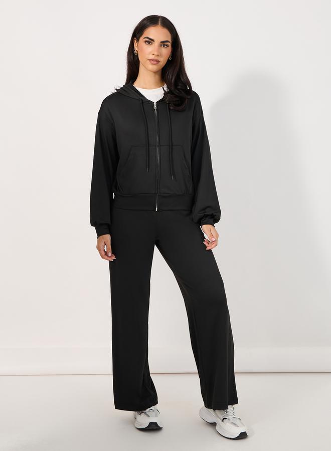 Styli Regular Fit Zip Through Hoodie & Wide Leg Joggers Co-Ords Set - Image 3