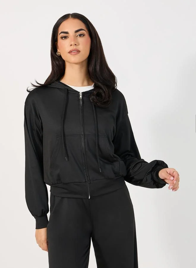 Styli Regular Fit Zip Through Hoodie & Wide Leg Joggers Co-Ords Set