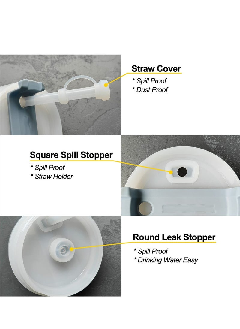 SYOSI - Silicone Spill Proof Stopper, Silicone Straw Lid, Compatible with Stanley Cup 1.0 40oz/ 30oz, Including 2 Straw Cover Cap, 2 Square Spill Stopper and 2 Round Leak Stopper, Set of 3 - Image 1