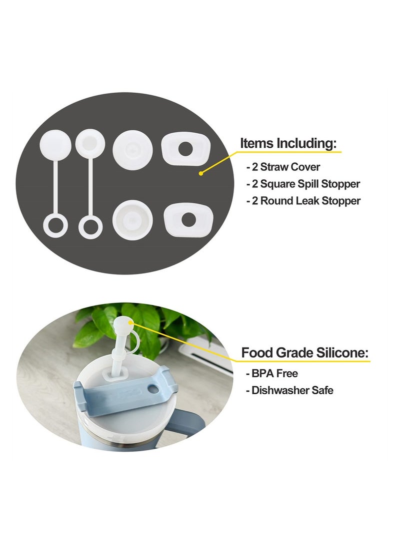 SYOSI - Silicone Spill Proof Stopper, Silicone Straw Lid, Compatible with Stanley Cup 1.0 40oz/ 30oz, Including 2 Straw Cover Cap, 2 Square Spill Stopper and 2 Round Leak Stopper, Set of 3 - Image 1