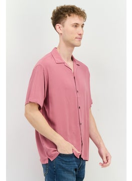 Jack Jones Men Regular Fit Solid Short Sleeves Casual Shirt, Old Rose Pink  - Image 2
