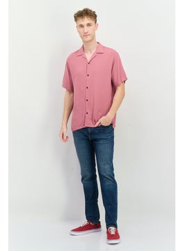 Jack Jones Men Regular Fit Solid Short Sleeves Casual Shirt, Old Rose Pink  - Image 3