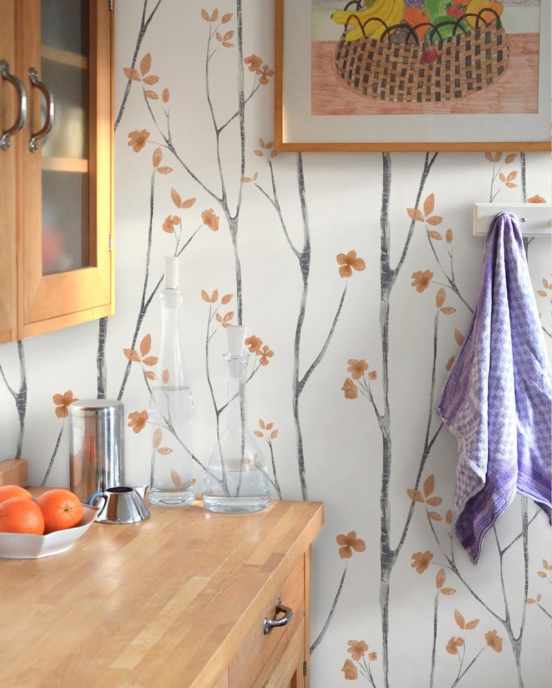 Timeet Peel and Stick Wallpaper Boho Floral Wallpaper Tree ContactPaper Removable Wall Paper 16.14"x118.11" Self Adhesive Wall Paper for Walls Covering Vinyl Roll - Image 2