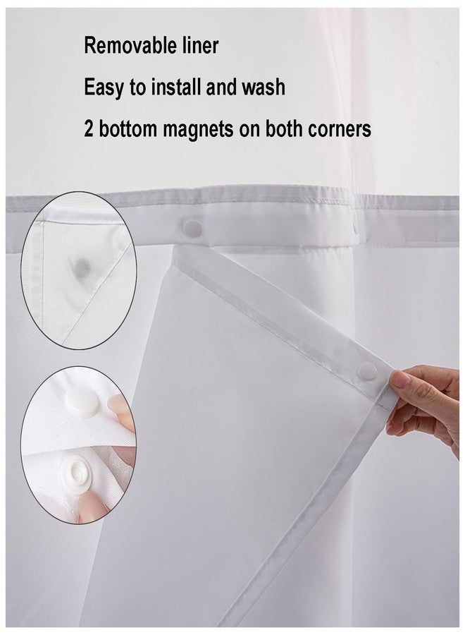 mamrug No Hook Shower Curtain Set with Snap-in Fabric Liner,Rustic Farmhouse Daisy Floral Flowers Without Hook Shower Curtain with Transparent Mesh Top Window for Bathroom Waterproof Washable 71"x74" - Image 5