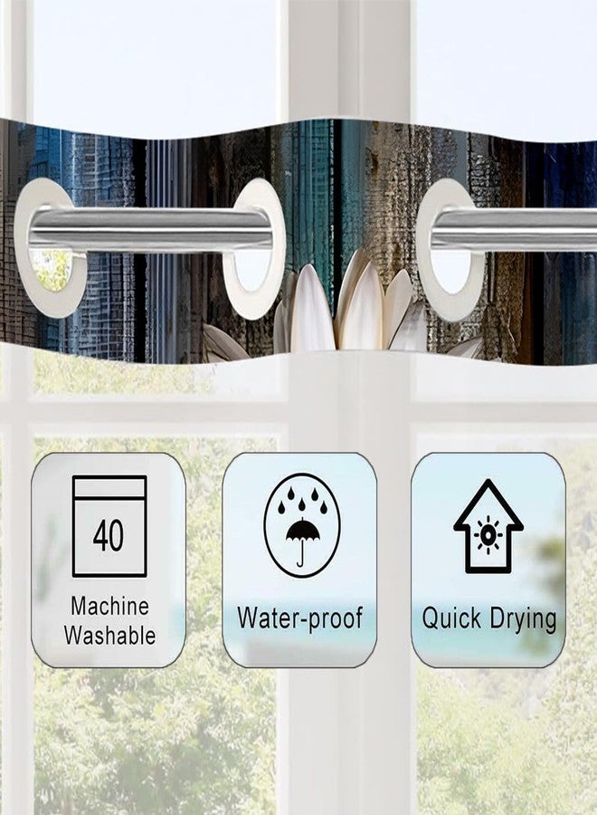 mamrug No Hook Shower Curtain Set with Snap-in Fabric Liner,Rustic Farmhouse Daisy Floral Flowers Without Hook Shower Curtain with Transparent Mesh Top Window for Bathroom Waterproof Washable 71"x74" - Image 4