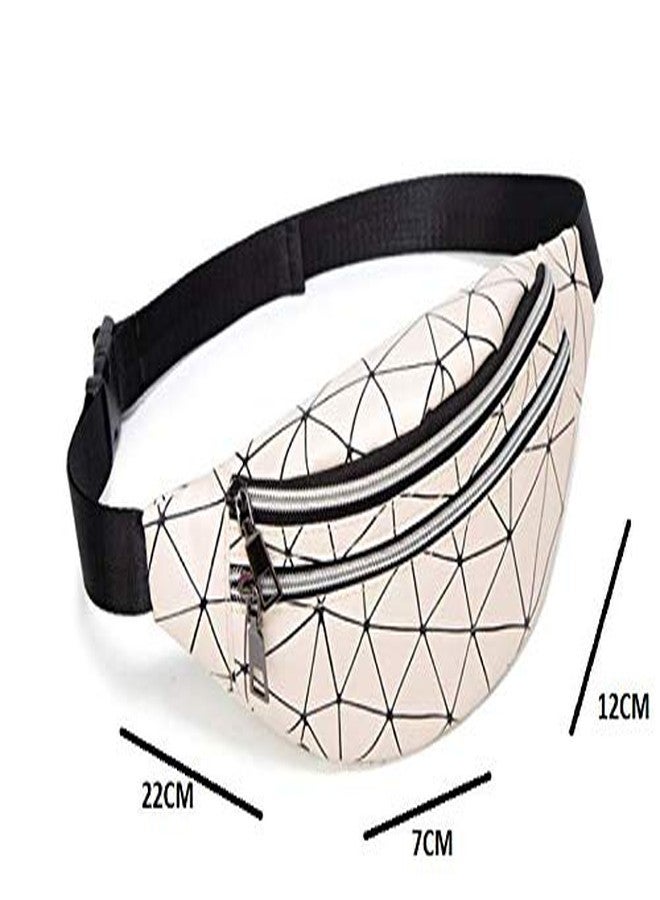 Aeoss Female Laser Waist Pack Travel Money Belt Wallet Glitter Bum Purse (Beige) - Image 3