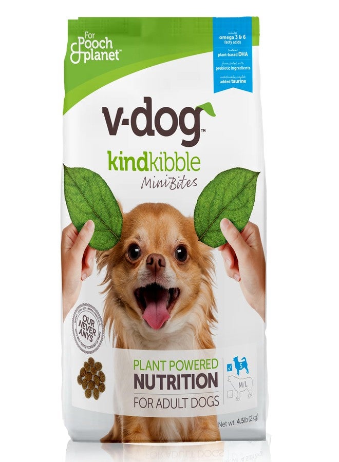 V-dog طعام الكلاب الجاف النباتي V-dog Mini Kibble (4.5 رطل) للكلاب الصغيرة | بروتين نباتي مع إضافة التورين للمعدة والجلد الحساسين | طبيعي بالكامل، صنع في الولايات المتحدة الأمريكية - Image 1