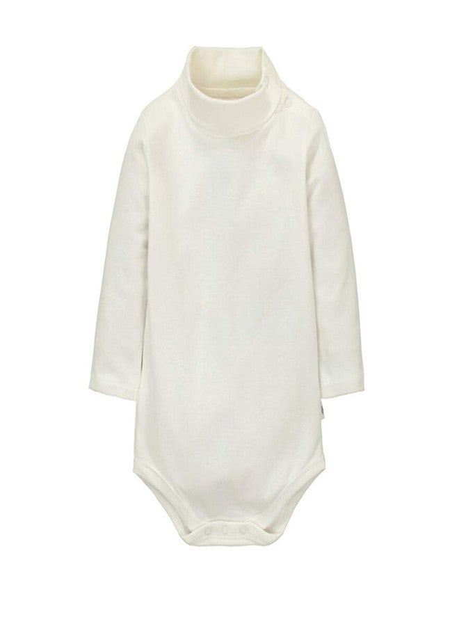 CuteOn Baby Boys Girls Solid Color Basic Turtleneck Cotton Bodysuit Jumpsuit Beige 24 Months - Image 1