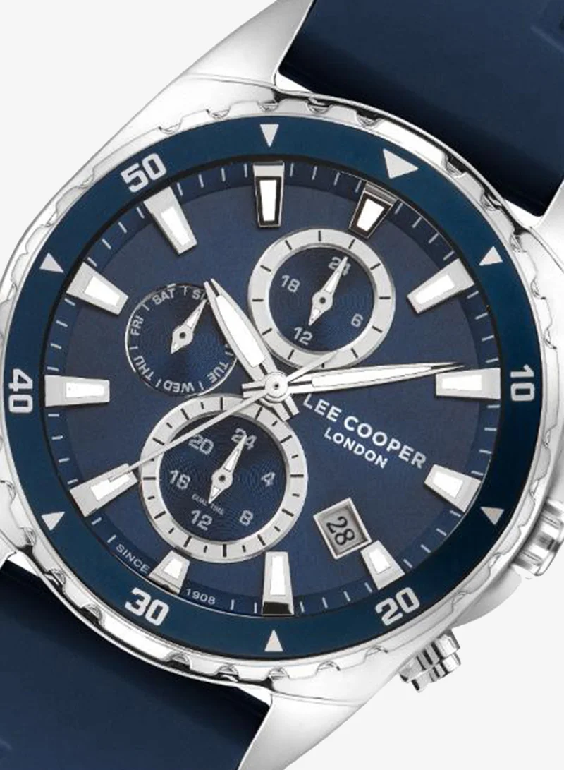 Lee Cooper Dark Blue Men's Silicone Multi Function Watch LC07527.399 - 44 mm for Men | Best Price UAE