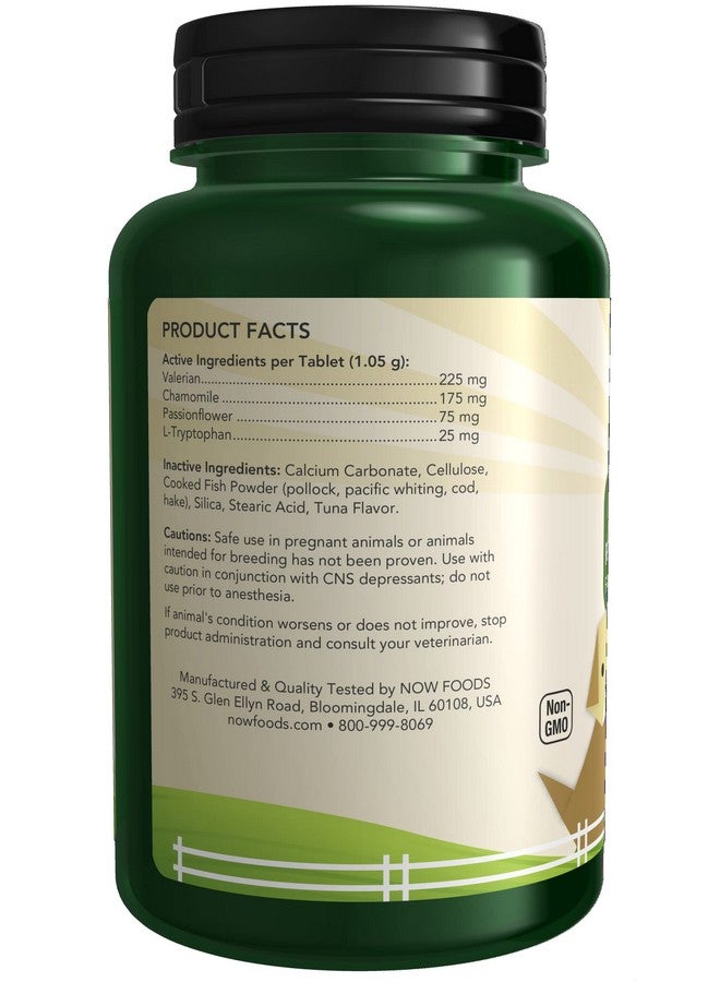 NOW Pet Health, Pet Relaxant Supplement, Formulated for Cats & Dogs, NASC Certified, 90 Chewable Tablets
