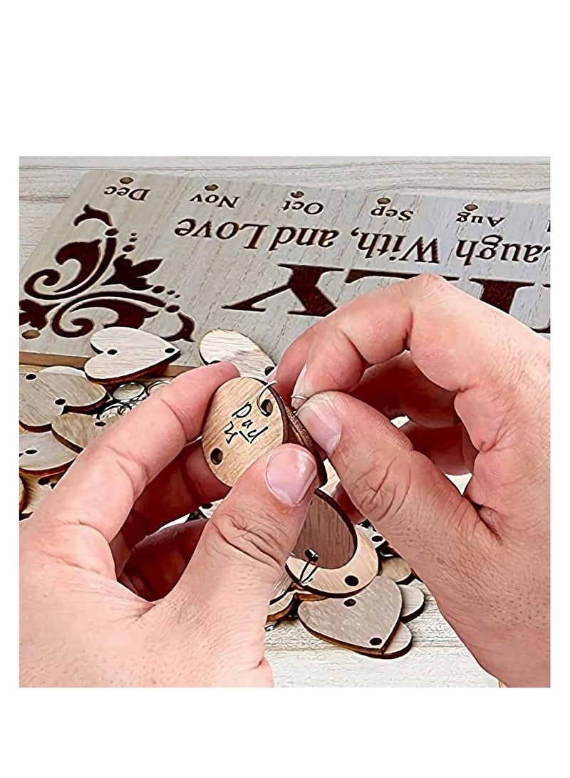 SYOSI Gifts for Mom Grandma Dad from Daughter Son DIY Wooden Family Birthday Reminder Calendar Wall Hanging with 100 Tags Keep Track of Birthdays Mothers Fathers Day Decorations - Image 5