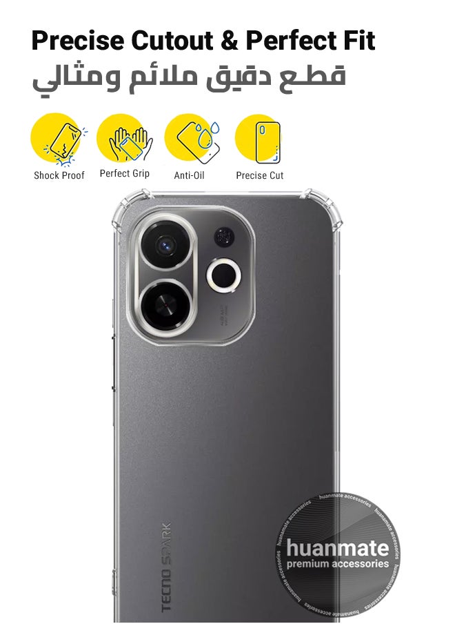 huanmate - Tecno Spark 30C 5G Shock Proof Case Cover - Ultra Clear, Durable & Accurate Cut-outs - Scratch, Dust & Smudge Protection - Clear Silicon Back Cover for Tecno Spark 30C 5G - Image 1