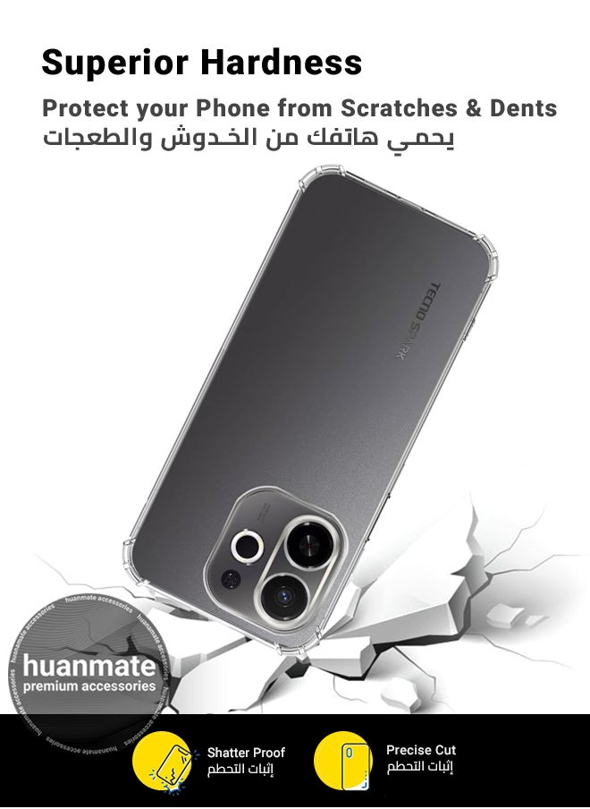 huanmate - Tecno Spark 30C 5G Shock Proof Case Cover - Ultra Clear, Durable & Accurate Cut-outs - Scratch, Dust & Smudge Protection - Clear Silicon Back Cover for Tecno Spark 30C 5G - Image 1