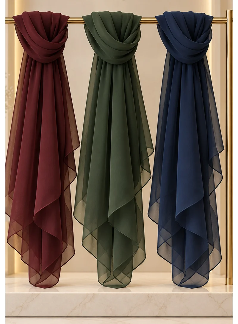 Wool Chiffon Shayla | Luxury Non-Slip Hijab Scarf – UAE Headscarf Set of 3 Colors