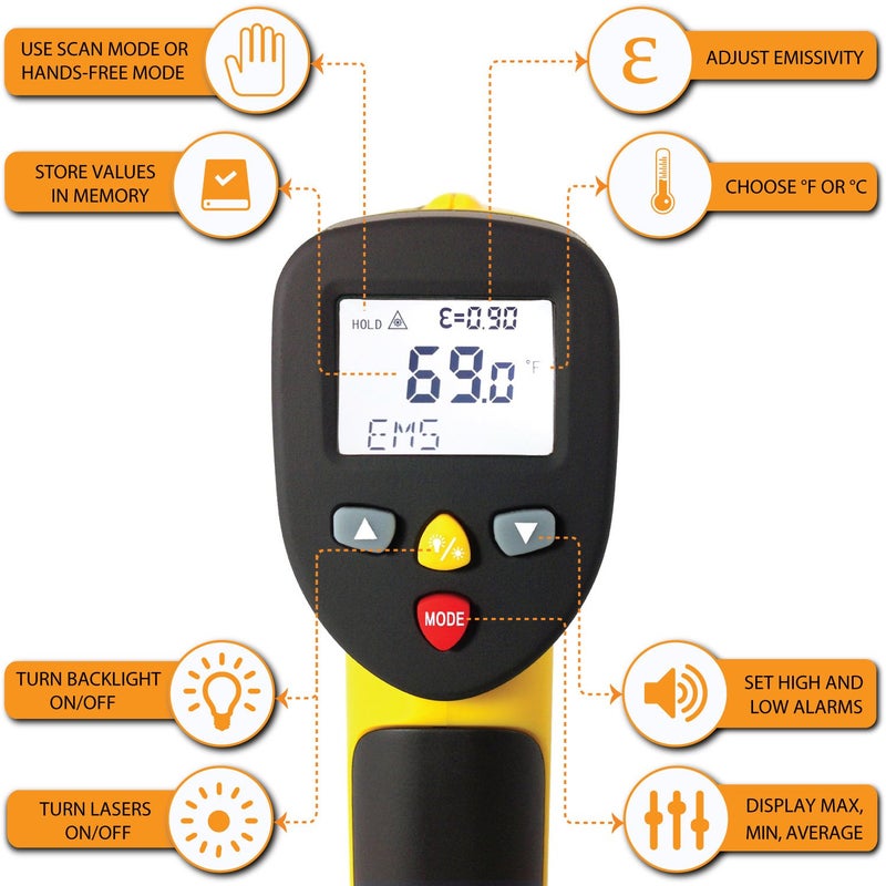 ennoLogic eT650D Temperature Gun by ennoLogic - Dual Laser Non-Contact Infrared Thermometer -58°F to 1202°F - NIST Option Available - Accurate Digital Surface IR Thermometer (Not for Body Temp) - Image 2
