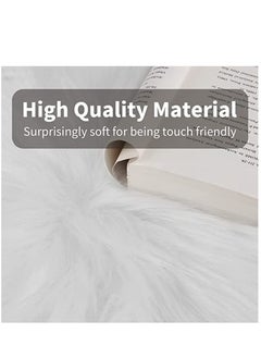 Captaintech 2Pcs 12 Inches Faux Fur Rug Small White Fur Rug - Round Chair Cushions - White Fluffy Rug for Photographing Background of Jewellery, Small Size, Decorate, Environmental Protection  - Image 3