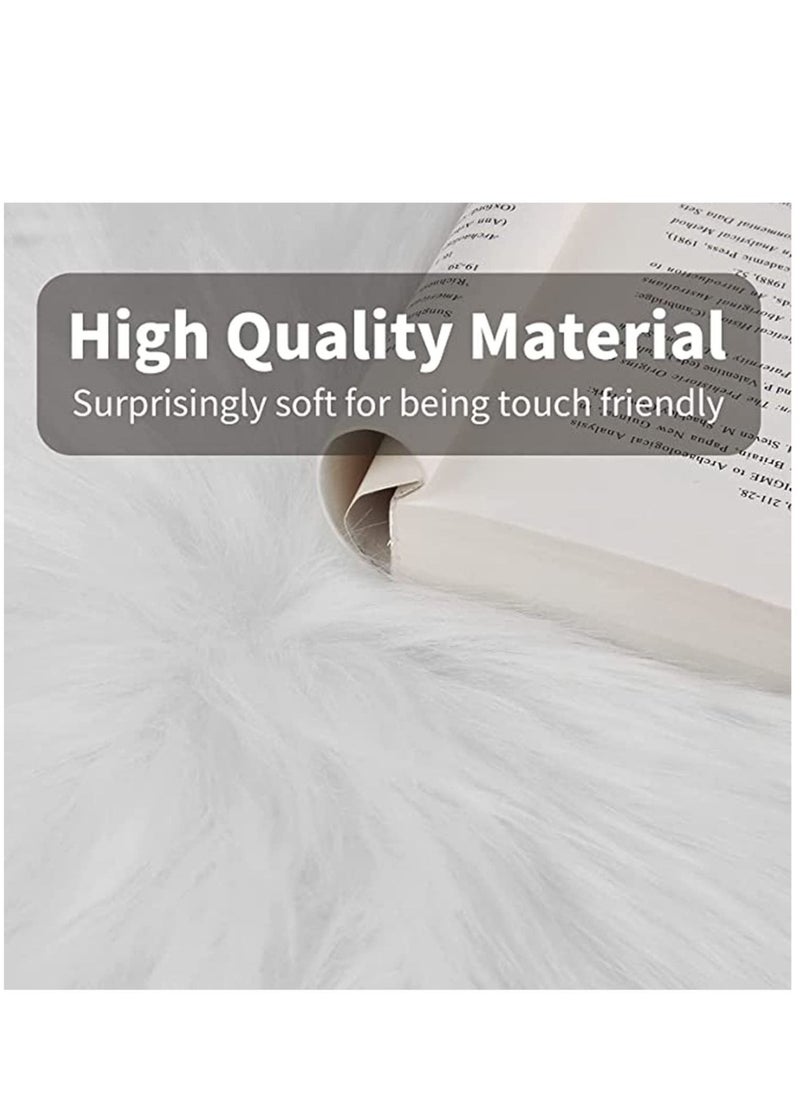 Captaintech 2Pcs 12 Inches Faux Fur Rug Small White Fur Rug - Round Chair Cushions - White Fluffy Rug for Photographing Background of Jewellery, Small Size, Decorate, Environmental Protection  - Image 3