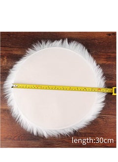 Captaintech 2Pcs 12 Inches Faux Fur Rug Small White Fur Rug - Round Chair Cushions - White Fluffy Rug for Photographing Background of Jewellery, Small Size, Decorate, Environmental Protection  - Image 2