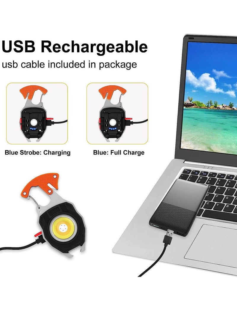 Portable Mini LED Small Work Light Keychain Flashlight 7 Modes 800 Lumens Rechargeable Inspection Lights with Bottle Opener Magnetic Base for Camping Repair Emergency Lighting  - Image 5