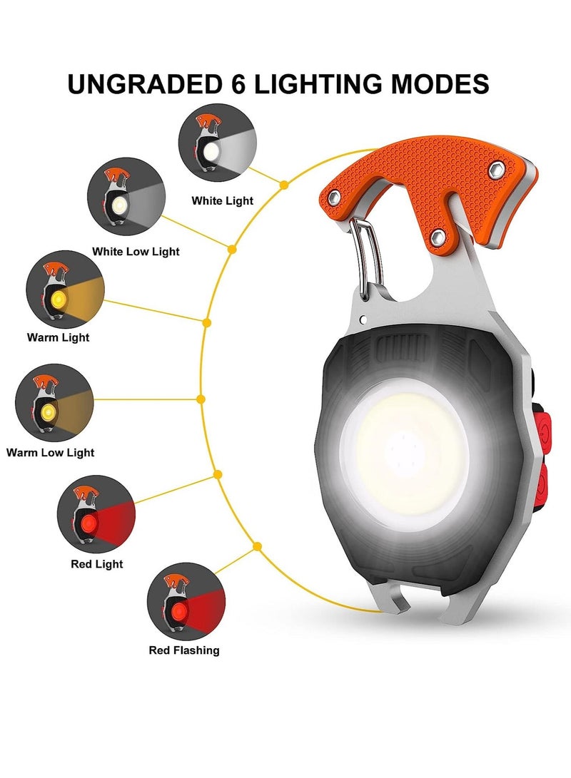 Portable Mini LED Small Work Light Keychain Flashlight 7 Modes 800 Lumens Rechargeable Inspection Lights with Bottle Opener Magnetic Base for Camping Repair Emergency Lighting  - Image 3
