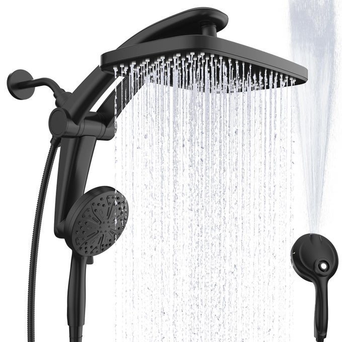 RAIN SHOWER HEAD WITH HANDHELD HIGH PRESSURE RAINFALL SHOWER HEADS WITH HANDHELD SPRAY COMBO ADJUSTABLE ONEPIECE STAND DAUL SHOWER HEAD BUILTIN MAGNETIC DOCKING AND POWER JETS