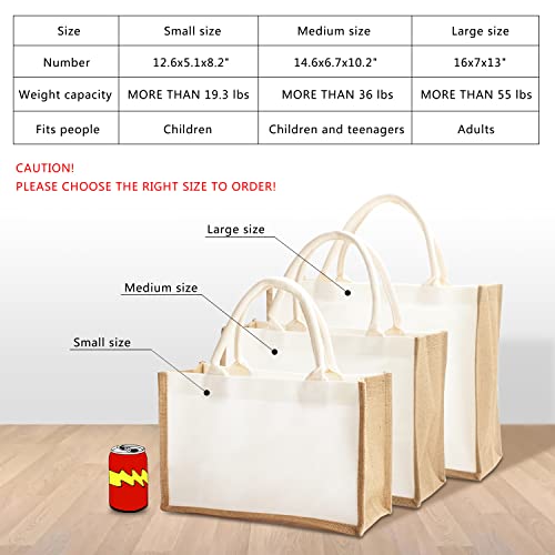 YACEYACE Jute Tote Bag, 14.5" x 6.7" x 10.2" 1Pcs Burlap Totes Bag, Jute Travel Bags with Handle, Reusable Grocery Bag Bridesmaid Bags Tote Bag for DIY,Shopping,Beach,Wedding - Image 5
