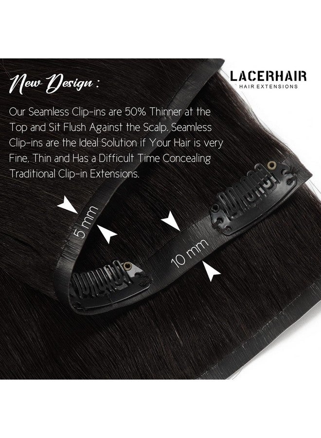 ليسر وصلات شعر لاسر هير فائقة الخفة، مشبك شعر بشري ريمي، 16 بوصة، خصلة شعر مزدوجة من البولي يوريثان، شريط وصلات شعر شفاف، مشبك شعر بشري، 7 قطع، 110 جرام، #1B، أسود طبيعي - Image 4