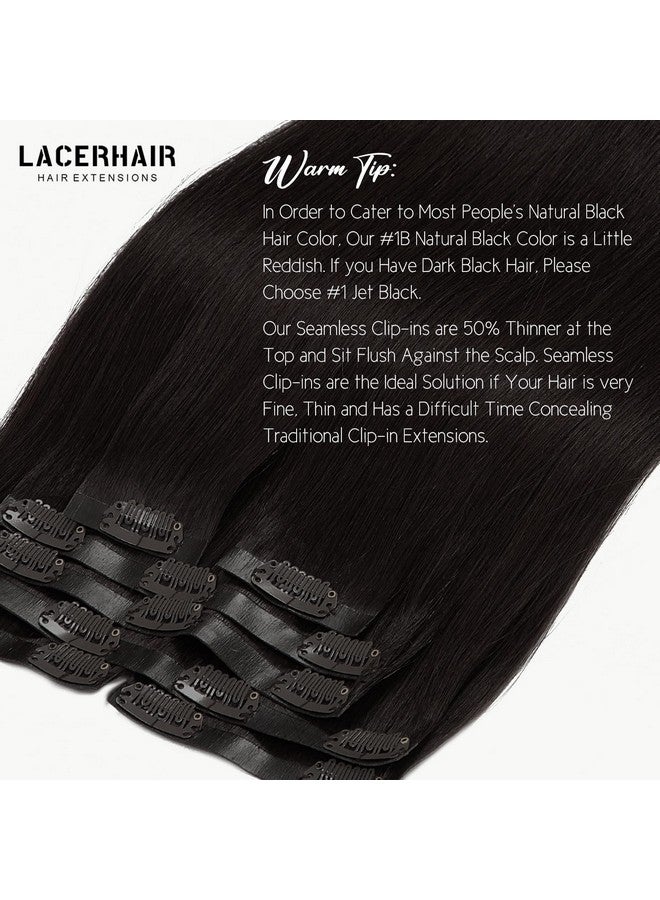 ليسر وصلات شعر لاسر هير فائقة الخفة، مشبك شعر بشري ريمي، 16 بوصة، خصلة شعر مزدوجة من البولي يوريثان، شريط وصلات شعر شفاف، مشبك شعر بشري، 7 قطع، 110 جرام، #1B، أسود طبيعي - Image 5