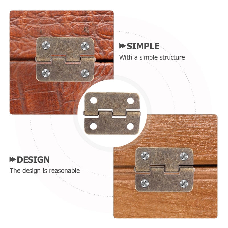 Antique Cabinet Hinges 20pcs Vintage Metal Rounded Corners for Jewelry Boxes Wine Cases - Image 4