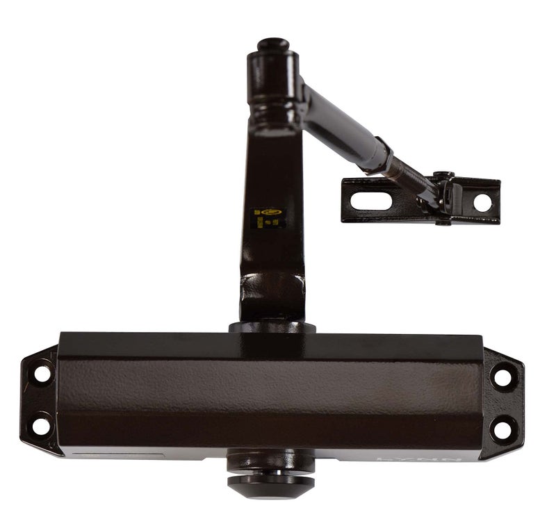 LYNN HARDWARE LightMedium Duty ResidentialLight Commercial Door Closer DC5003 Surface Mounted Cast Aluminum Door Closer Adjustable Closing Grade 2 UL 3 Hour Fire Rated US10B Dark Bronze