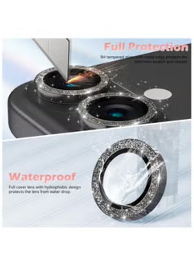 Raxoom Camera Lens Protector for iPhone 16/16 Plus â€“ AR+AF 9H Tempered Glass with Individual Metal Lens Covers (Glitter Black) - Image 5