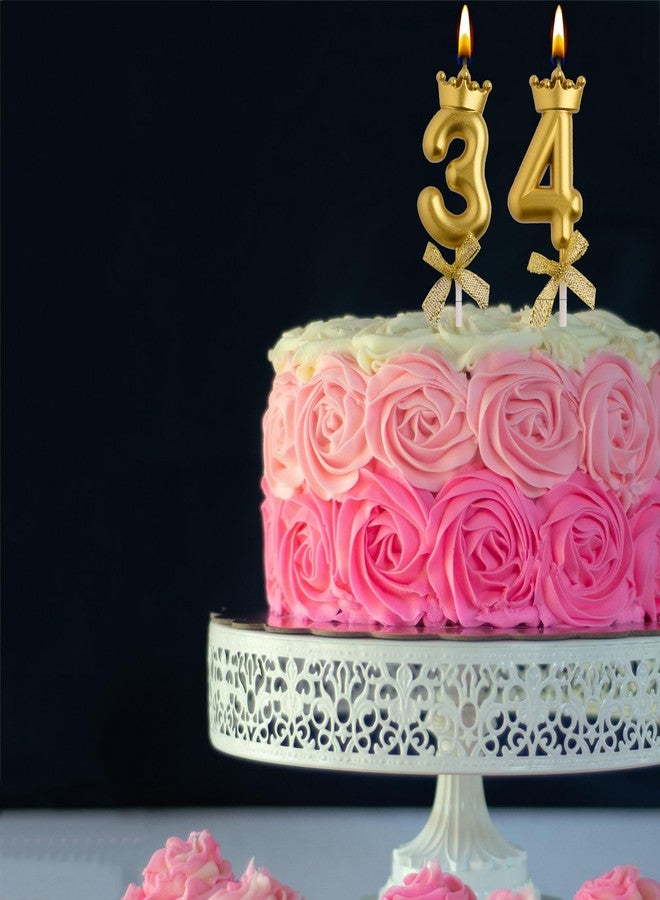 AOOLADA 34th 43rd Birthday Candles, Gold 43 34 Year Old Cake Topper Number Birthday Candles, Birthday Party Decorations Gifts for Women Men - Image 4